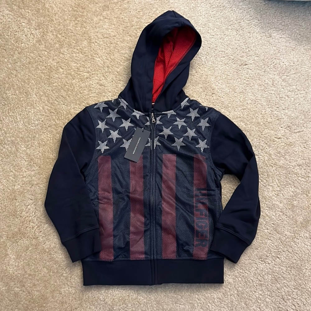 Tommy Hilfiger Navy American Flag Zip Up Hoodie